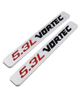 2pcs 5.3L VORTEC Side Fender Door Badge Emblems 3D Decal compatible with 1500 2500hd Silverado ((Red Black))