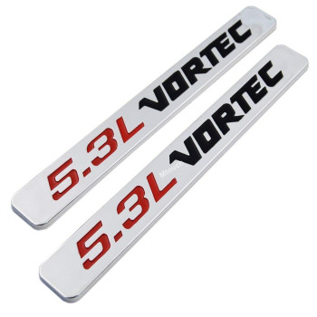 2pcs 5.3L VORTEC Side Fender Door Badge Emblems 3D Decal compatible with 1500 2500hd Silverado ((Red Black))