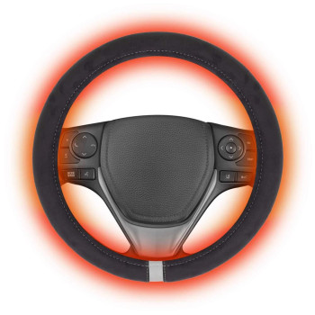 Motor Trend WarmTouch 12v Heated Steering Wheel Cover - DC Powered Hand Warmer for Auto, Heats Up Quickly, Fits Most Car Truck Van and SUV