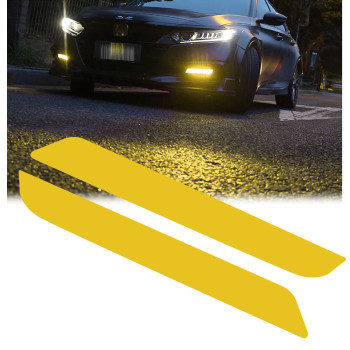 Xotic Tech Front Fog Light DRL Overlay Vinyl Decal Tint Film Sticker, Yellow PVC Trim Wrap Overlay Sheet Decal Compatible with Honda Accord 2018 2019 2020