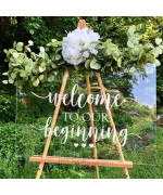 BATTOO Wedding Welcome Sign Decal Welcome to Our Beginning Couples Wedding Reception Home Adhesive Sticker - Marriage Wedlock of Love Wedding Ceremony Decal 20 Wide by 11 Tall, White