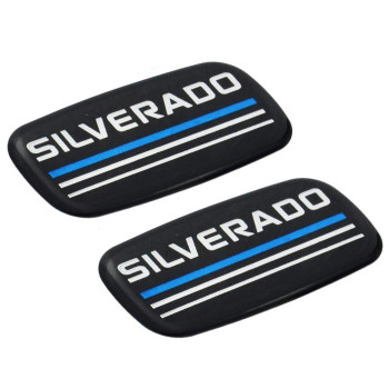 Pair Silverado Emblem 3D Badge Nameplate Letter Logo Replacement for Chevy Silverado Chevrolet Silverado (Blue/Black/Chrome)