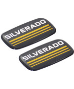 Pair Silverado Emblem 3D Badge Nameplate Letter Logo Replacement for CHEVY Silverado Chevrolet Silverado (Yellow/Black/Chrome)