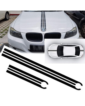 Xotic Tech JDM Hood Stripe Sticker Sporty Racing Car Body Rear Trunk Vinyl Decal Trim Compatible with BMW 1 2 3 5 6 7 Series, Black