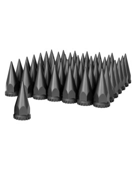 United Pacific 10548Cb - Wheel Lug Nut Cover Set - 33Mm X 4.75 Black Spike Nut Cover With Flange- Thread-On (60 Pack)