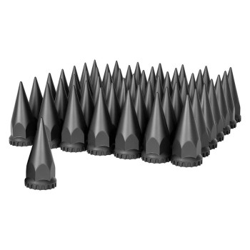 United Pacific 10548Cb - Wheel Lug Nut Cover Set - 33Mm X 4.75 Black Spike Nut Cover With Flange- Thread-On (60 Pack)