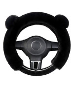 Universal Fluffy Steering Wheel Cover CXTIY Fashion Cute Cartoon Shape Winter Car Warm Covers for Women Girls (15 inch, Black)