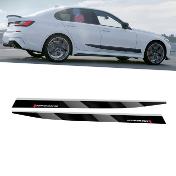 Xotic Tech 2pcs M-Performance Auto Car Body Side Skirt Stripe Trim Lower Door Sill Panel Decal Vinyl Sticker Compatible with BMW G20, Glossy Black