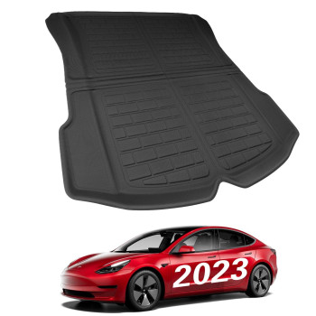 BASENOR Tesla Model 3 Trunk Mat 3D Cargo Liner All-Weather Rear Trunk Mat Waterproof Trunk Liner for Model 3 Rear Floor Mat Accessories