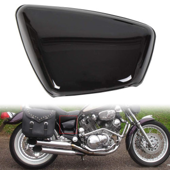 ECOTRIC Motorcycle Black Panel Battery Cover Fairing Compatible with 1984-Up Yamaha XV 700 750 1000 1100 Virago Battery Side Fairing Cover Protection (Left Side)