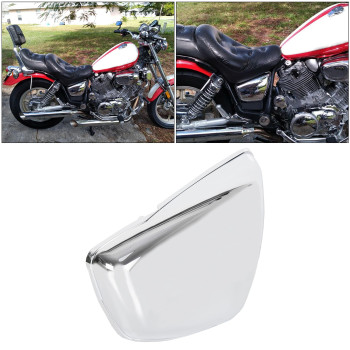 ECOTRIC Panel Battery Cover Fairing Compatible with 1984-Up Yamaha XV 700 750 1000 1100 Virago Motorcycle Chrome Battery Side Fairing Cover Protection (Right Side)