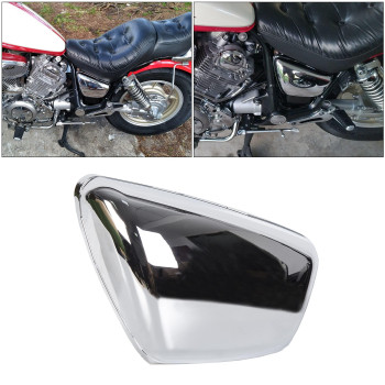 ECOTRIC Panel Battery Cover Fairing Compatible with 1984-Up Yamaha XV 700 750 1000 1100 Virago Motorcycle Chrome Battery Side Fairing Cover Protection (Left Side)