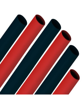 6-Piece TEMCo 3/8 Marine Grade Heat Shrink Tube 3:1 Adhesive Glue Lined 3 RED + 3 BLACK 4ft each