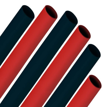 6-Piece TEMCo 3/8 Marine Grade Heat Shrink Tube 3:1 Adhesive Glue Lined 3 RED + 3 BLACK 4ft each