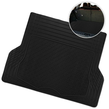 Zone Tech All Weather Rubber Semi Pattern Cargo Liner Trunk Floor Mat - Premium Quality Black Heavy Duty Cargo Trunk Floor Mat