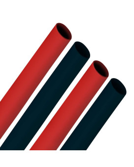 4-Piece TEMCo 1/4 Marine Grade Heat Shrink Tube 3:1 Adhesive Glue Lined 2 RED + 2 BLACK 4ft each