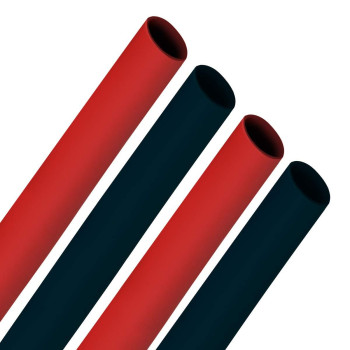 4-Piece TEMCo 1/4 Marine Grade Heat Shrink Tube 3:1 Adhesive Glue Lined 2 RED + 2 BLACK 4ft each