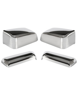 ECOTRIC Chrome Tow Mirror Cap Cover Compatible with 2014-2019 GM Chevy Silverado GMC Sierra Pickup Truck Replacement For 23444125, 23444126, 23444119, 23444120 Pair Triple Chrome Plated