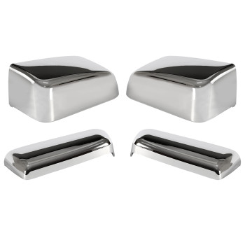 ECOTRIC Chrome Tow Mirror Cap Cover Compatible with 2014-2019 GM Chevy Silverado GMC Sierra Pickup Truck Replacement For 23444125, 23444126, 23444119, 23444120 Pair Triple Chrome Plated