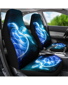 CLOHOMIN Blue Sea Turtle Saddle Blanket Car Front Seat Covers Set of 2 Universal Fit for Vehicle Sedan,SUV Interior Accessories