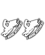 Kramer Snowmobile I Bang Ditches Funny Vinyl Decal Sticker sled White Set of 2