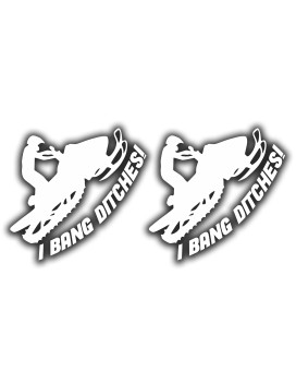 Kramer Snowmobile I Bang Ditches Funny Vinyl Decal Sticker sled White Set of 2