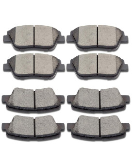 ROADFAR Premium Ceramic Brake Pads Sets 8pcs fit for 2011-2015 for Hyundai Sonata, 2011-2016 for Kia Optima