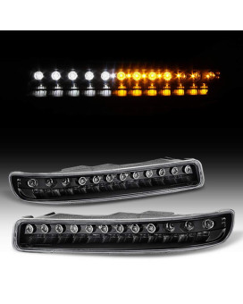 ACANII - For 1999-2006 GMC Yukon Sierra 1500 2500 3500 Black Housing LED Bumper Lights Signal Lamps Driver & Passenger