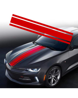 TOMALL 49x 8.7 Car Hood Stripe Sticker Auto Racing Body Side Stripe Decal Skirt Roof Hood Bumper Stripe Decal Vinyl Modified Stripe Decal Decoration for Car (Red)