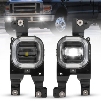 BUNKER INDUST LED Fog Lights for 2008 2009 2010 Ford F250/F350/F450 Super Duty, Bumper Driving Fog lamp Kit with Adapter Extension Harness