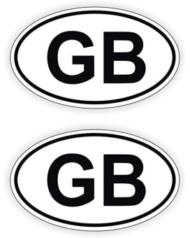 2 pcs GB Oval Euro Vinyl Bumper Sticker/Decal/Label Weatherproof UK Great Britain Union