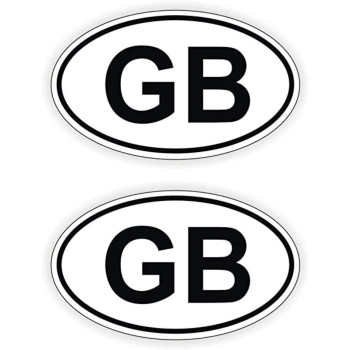 2 pcs GB Oval Euro Vinyl Bumper Sticker/Decal/Label Weatherproof UK Great Britain Union