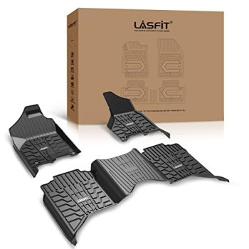 LASFIT Floor Mats for 2013-2018 Dodge Ram 1500/2500/3500 Crew Cab, 2019-2022 Ram 1500 Classic Crew Cab All Weather Custom Fit Car Floor Liners 1st & 2nd Row, Black