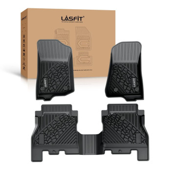 LASFIT Floor Mats Fit for 2018-2024 Jeep Wrangler JL Unlimited 4 Door Only (Not Fit for JK or 4XE), TPE All Weather Car Liners,Custom Fit 1st & 2nd Row Floor Liners, Black