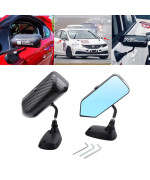 Kyostar Universal F1 Style Carbon Fiber Look Blue Mirror Metal Bracket Side Wing Mirrors