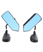 Kyostar Universal F1 Style Side Mirrors Glossy Black Rear View Mirror with Blue Glass