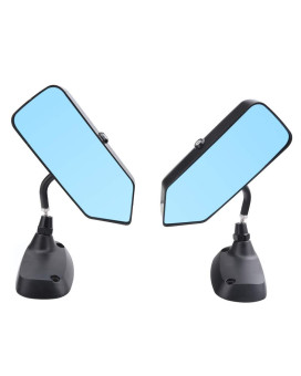 Kyostar Universal F1 Style Side Mirrors Glossy Black Rear View Mirror with Blue Glass