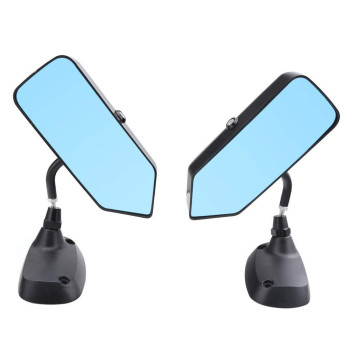 Kyostar Universal F1 Style Side Mirrors Glossy Black Rear View Mirror with Blue Glass