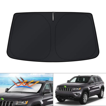 KUST Windshield Sun Shade for 2011-2021 Jeep Grand Cherokee(NOT for Grand Cherokee L)(Not for Jeep Cherokee) Sunshade Foldable Blocks UV Rays Sun Visor Protector Keep Your Car Cooler