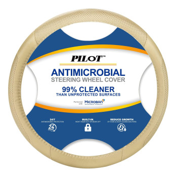 Pilot Automotive Antimicrobial Microban-Infused Universal car Steering Wheel in Beige (MIc-001T)