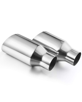 AUTOSAVER88 2.5 Inch Inlet Exhaust Tip, 2.5 Inlet 4 Outlet 9 Overall Length Stainless Steel Tailpipe Chrome Polished Exhaust Tips