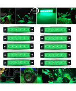 NBWDY 10 Pcs Green LED Rock Lights,Boat Interior Light,Side Marker Fender Wheel Well Underglow Lamps for Snowmobile,Truck,ATV,Pickup,Golf Cart,Camper,Cab,RV,SUV