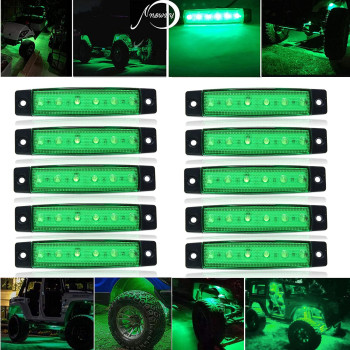 NBWDY 10 Pcs Green LED Rock Lights,Boat Interior Light,Side Marker Fender Wheel Well Underglow Lamps for Snowmobile,Truck,ATV,Pickup,Golf Cart,Camper,Cab,RV,SUV