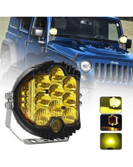 ZBYZF 5 Inch 50W Amber Yellow LED Work Light Bar Side Shooter Off Road Driving Light Spot Flood combo Driving Lamp IP67 Waterproof Fog Lights for Jeep Truck ATV SUV car Boat