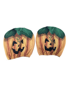 Halloween Headrest Covers for Cars - Set of 2, Smiling Jack-O-Lantern Face, Headrest Protectors, Interior Auto Accessories, Fall Decor, Autumn, Thanksgiving, Festive, Holiday Decor, Pumpkin