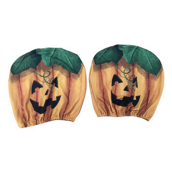 Halloween Headrest Covers for Cars - Set of 2, Smiling Jack-O-Lantern Face, Headrest Protectors, Interior Auto Accessories, Fall Decor, Autumn, Thanksgiving, Festive, Holiday Decor, Pumpkin