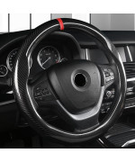 ZHOL carbon Fiber Steering Wheel cover, Universal 15-Inch Fashion Sport Auot car Steering Wheel covers for Men, Non-Slip, Black