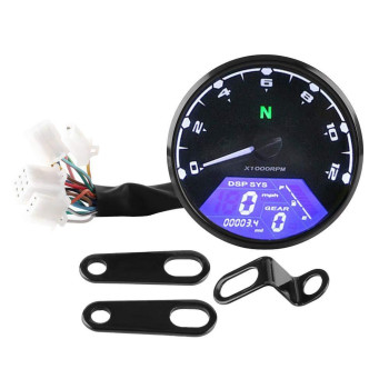 Digital Tachometer Speedometer Odometer Gauge 12000RPM Motorcycle LED Backlight