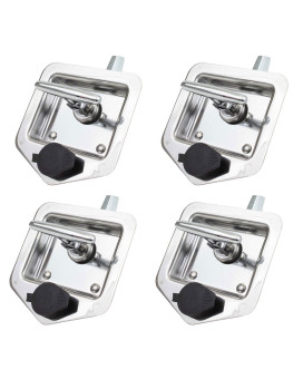 Mytee Products (4 Pack) Stainless Steel Tool Box Lock with Two Keys Each - Truck Trailer RV Door Latch with Gasket T-Handle - Highly Polished Stainless Steel