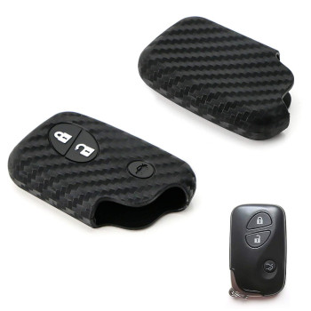 Xotic Tech Carbon Fiber Pattern Soft Silicone Key Fob Shell Cover Case, Compatible with Lexus is is-F ES GS LS CT LX GX RX 3-Button Smart Keyless Entry Key